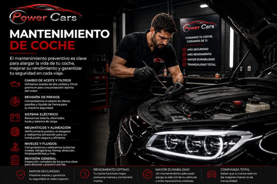 Mantenimiento de coche con el listado de los servicios incluidos